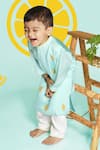 Buy_Toddle Kidswear_Sky Blue Modal, Satin, Cotton Embroidery Lemon Zest Kurta Set _at_Aza_Fashions
