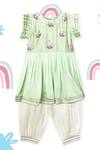 Buy_Toddle Kidswear_Green Modal, Satin, Cotton Embroidery Winged Wonders Kurta Set _at_Aza_Fashions