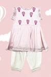 Buy_Toddle Kidswear_Pink Modal, Satin, Cotton Embroidery Parachute Perfection Kurta Set _at_Aza_Fashions
