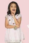 Shop_Toddle Kidswear_Pink Modal, Satin, Cotton Embroidery Melon Magic Kurta Set _at_Aza_Fashions