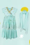 Buy_Toddle Kidswear_Blue Satin, Modal, Georgette Embroidery Coral Cove Sharara Set _at_Aza_Fashions