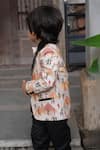 Funny Bones Clothings_Orange Linen Pyramid Print Blazer Set _Online_at_Aza_Fashions