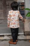 Shop_Funny Bones Clothings_Orange Linen Pyramid Print Blazer Set _at_Aza_Fashions