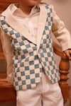 Funny Bones Clothings_Cream Linen Mint Merge Pure Intersect Blazer Set _Online_at_Aza_Fashions