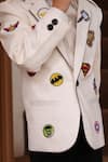 Funny Bones Clothings_White Embroidery Avenger Mode Blazer Set _at_Aza_Fashions