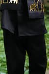 Funny Bones Clothings_Black Satin, Cotton Embroidery Elephant Open Jodhpuri Set _Online_at_Aza_Fashions