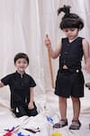 Funny Bones Clothings_Black Linen Shirt And Trouser Set _at_Aza_Fashions