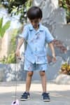 Buy_Funny Bones Clothings_Blue Linen The Royal Toika Print Shirt And Shorts Set _at_Aza_Fashions
