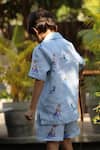 Shop_Funny Bones Clothings_Blue Linen The Royal Toika Print Shirt And Shorts Set _at_Aza_Fashions