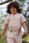 Funny Bones Clothings_Pink Linen Embroidery Serenity By Shore Printed Set _Online_at_Aza_Fashions