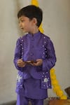 Shop_Funny Bones Clothings_Purple Muslin, Silk Pearls Embedded Nehru Jacket Set _Online_at_Aza_Fashions