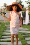 Buy_Funny Bones Clothings_Pink Linen Embroidery Little Bloom Pure Dress _at_Aza_Fashions