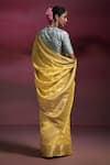Shop_Dressfolk_Yellow Silk, Brocade Zari, Beads Sunshine Woven Saree With Running Blouse _at_Aza_Fashions