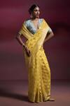 Buy_Dressfolk_Yellow Silk, Brocade Zari, Beads Sunshine Woven Saree With Running Blouse _Online_at_Aza_Fashions