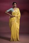 Buy_Dressfolk_Yellow Silk, Brocade Zari, Beads Sunshine Woven Saree With Running Blouse _at_Aza_Fashions