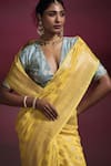Shop_Dressfolk_Yellow Silk, Brocade Zari, Beads Sunshine Woven Saree With Running Blouse _Online_at_Aza_Fashions