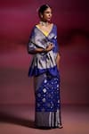 Shop_Dressfolk_Blue Silk Zari Kashibai Floral Butta Saree With Running Blouse_Online_at_Aza_Fashions