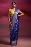 Dressfolk_Blue Silk Zari Kashibai Floral Butta Saree With Running Blouse_at_Aza_Fashions