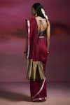 Shop_Dressfolk_Maroon Handloom Cotton Sequins, Zari Heer Border Saree With Running Blouse _at_Aza_Fashions