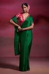 Dressfolk_Emerald Green Tissue Beads Tanu Handloom Saree With Running Blouse _Online_at_Aza_Fashions