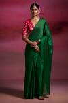 Buy_Dressfolk_Emerald Green Tissue Beads Tanu Handloom Saree With Running Blouse _at_Aza_Fashions