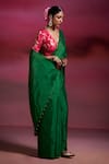 Shop_Dressfolk_Emerald Green Tissue Beads Tanu Handloom Saree With Running Blouse _Online_at_Aza_Fashions