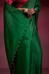 Dressfolk_Emerald Green Tissue Beads Tanu Handloom Saree With Running Blouse _at_Aza_Fashions