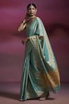 Dressfolk_Blue Tissue Zari, Beads Bindu Handloom Saree With Running Blouse _at_Aza_Fashions