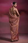 Shop_Dressfolk_Gold Handloom Cotton, Chanderi Zari, Mandira Striped Saree With Running Blouse _at_Aza_Fashions