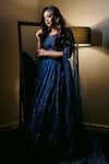 Buy Varun Chakkilam Blue Organza, Net Cut Work, Beads V-neck Midnight Petal Bloom Lehenga Set at Aza Fashions Buy_Varun Chakkilam_Blue Organza, Net Cut Work, Beads V-neck Midnight Petal Bloom Lehenga Set _at_Aza_Fashions