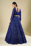 Shop_Azeera_Blue Net Sequins, Embroidery, Tassels V-neck Lehenga Set _at_Aza_Fashions