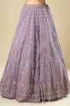 Azeera Purple Net Embroidery, Sequins, Zari, Pearls V-neck Lavender Lehenga Set Online at Aza Fashions Azeera_Purple Net Embroidery, Sequins, Zari, Pearls V-neck Lavender Lehenga Set _Online_at_Aza_Fashions