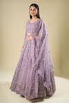 Buy Azeera Purple Net Embroidery, Sequins, Zari, Pearls V-neck Lavender Lehenga Set Online at Aza Fashions Buy_Azeera_Purple Net Embroidery, Sequins, Zari, Pearls V-neck Lavender Lehenga Set _Online_at_Aza_Fashions