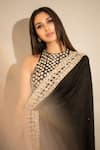 Buy_Ashutosh Joshi_Black Silk, Net, Crepe Sequins, Piping, Embroidery, Amrutha Hand Saree Set _Online