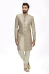 Buy Arihant Rai Sinha Gold Silk Embroidery Banarasi Sherwani Set at Aza Fashions Buy_Arihant Rai Sinha_Gold Silk Embroidery Banarasi Sherwani Set_at_Aza_Fashions
