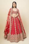 Shop Azeera Red Zari, Embroidery, Stones Sweetheart Neck, Leaf Aarvi Bridal Lehenga Set at Aza Fashions Shop_Azeera_Red Zari, Embroidery, Stones Sweetheart Neck, Leaf Aarvi Bridal Lehenga Set _at_Aza_Fashions