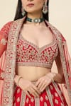 Shop Azeera Red Zari, Embroidery, Stones Sweetheart Neck, Leaf Aarvi Bridal Lehenga Set Online at Aza Fashions Shop_Azeera_Red Zari, Embroidery, Stones Sweetheart Neck, Leaf Aarvi Bridal Lehenga Set _Online_at_Aza_Fashions
