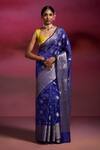 Buy_Dressfolk_Blue Silk Zari Kashibai Floral Butta Saree With Running Blouse_at_Aza_Fashions