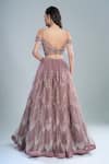 Shop_Samyukta Singhania_Pink Net Sequins, Embroidery, Beads Off-shoulder Lehenga Set _at_Aza_Fashions
