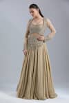 Buy Samyukta Singhania Beige Net, Chinon Embroidery, Sequins, Beads Open Neck, Jacket Skirt Set Online at Aza Fashions Buy_Samyukta Singhania_Beige Net, Chinon Embroidery, Sequins, Beads Open Neck, Jacket Skirt Set _Online_at_Aza_Fashions