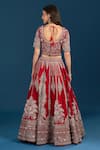 Shop Azeera Red Dupion, Net Zari, Embroidery Leaf Neck Bridal Lehenga Set at Aza Fashions Shop_Azeera_Red Dupion, Net Zari, Embroidery Leaf Neck Bridal Lehenga Set_at_Aza_Fashions