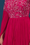 Samyukta Singhania_Fuchsia Chiffon Sequins, Embroidery Round Neck Fuschia Pink Anarkali _Online_at_Aza_Fashions
