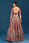 Shop Azeera Red Silk, Net Embroidery, Zari, Sequins, Tassels V-neck, Bridal Lehenga Set at Aza Fashions Shop_Azeera_Red Silk, Net Embroidery, Zari, Sequins, Tassels V-neck, Bridal Lehenga Set _at_Aza_Fashions