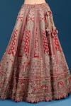 Buy Azeera Red Silk, Net Embroidery, Zari, Sequins, Tassels V-neck, Bridal Lehenga Set Buy_Azeera_Red Silk, Net Embroidery, Zari, Sequins, Tassels V-neck, Bridal Lehenga Set