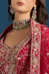 Shop Azeera Pink Silk, Net Embroidery, Zari, Sequins Leaf Neck Bridal Lehenga Set Online at Aza Fashions Shop_Azeera_Pink Silk, Net Embroidery, Zari, Sequins Leaf Neck Bridal Lehenga Set_Online_at_Aza_Fashions