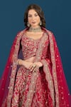 Azeera Pink Silk, Net Embroidery, Zari, Sequins Leaf Neck Bridal Lehenga Set at Aza Fashions Azeera_Pink Silk, Net Embroidery, Zari, Sequins Leaf Neck Bridal Lehenga Set_at_Aza_Fashions