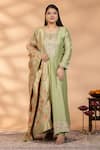 Buy_Mamicha_Green Silk Embroidery, Sequins, Foil Emerald Grace Anarkali With Dupatta _at_Aza_Fashions