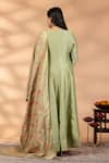 Shop_Mamicha_Green Silk Embroidery, Sequins, Foil Emerald Grace Anarkali With Dupatta _at_Aza_Fashions
