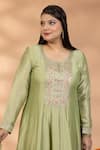 Buy_Mamicha_Green Silk Embroidery, Sequins, Foil Emerald Grace Anarkali With Dupatta _Online_at_Aza_Fashions