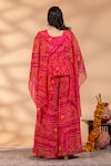 Shop_Mamicha_Magenta Georgette Embroidery, Mirrors Round Bandhani Print Kaftan And Pant Set _at_Aza_Fashions